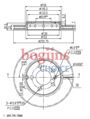 [PAGID 8DD355105-361] FREN DİSKİ ÖN 256X22