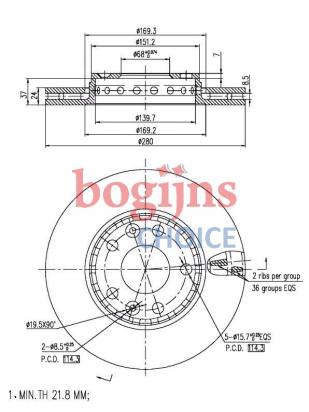 FREN DİSKİ ÖN (280X114.3X24MM)