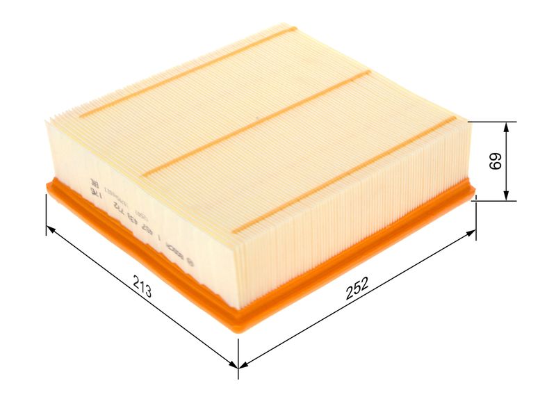 BOSCH 1 457 433 772 Luchtfilter
Lengte: 252 mm, Filter insert