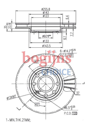 DELPHI BG3404 Remschijf: 256x24mm, 4, Geventileerd