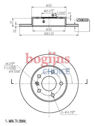 DELPHI BG3406 Remschijf: 264x10mm, 5, volledig