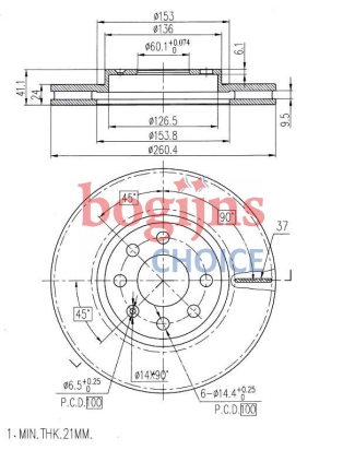 DELPHI BG3569 Remschijf: 260x24mm, 4, Geventileerd