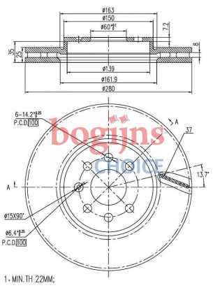 DELPHI BG3989 Remschijf: 280x25mm, 4, Geventileerd