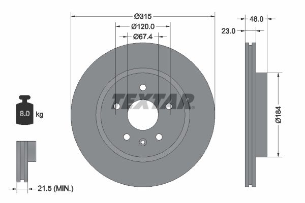 DELPHI BG4190 Remschijf: 315x23mm, 5, Geventileerd