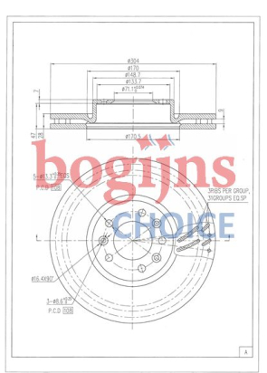 DELPHI BG4805C Remschijf: 304x28mm, 5, Geventileerd
