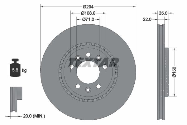 DELPHI BG4806C Remschijf: 294x22mm, 5, Geventileerd