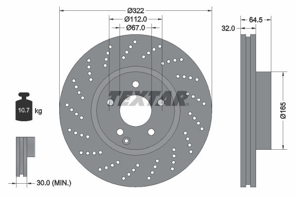 HELLA Remschijf, 322x32mm, 05/06x112, interne ventilatie, Geperforeerd