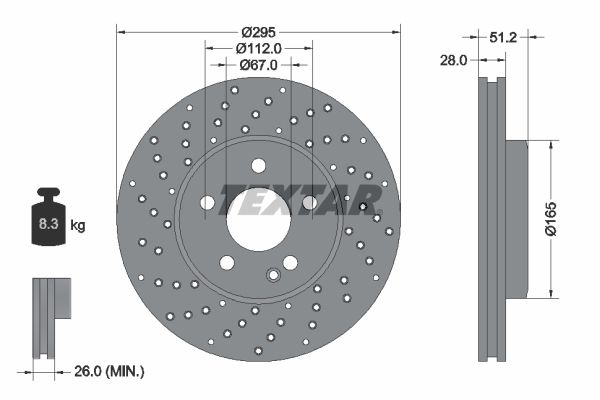 SWAG 10 94 4188 Remschijf: Vooras, 295x28mm, 5x112, geperforeerd/interne ventilatie