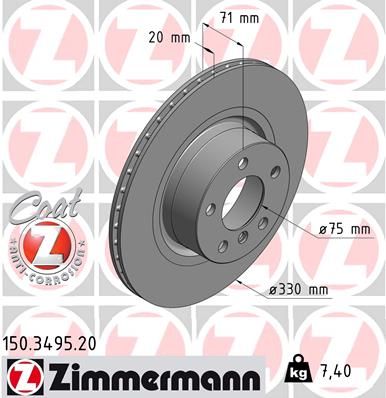 SWAG 20 93 8577 Remschijf: Achteras, 330x20mm, 5x120, interne ventilatie